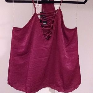 Lace Up Silk Tank Top